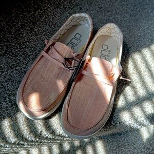 Hey Dude Rose Gold Sparkly Flats Comfortable Loafers